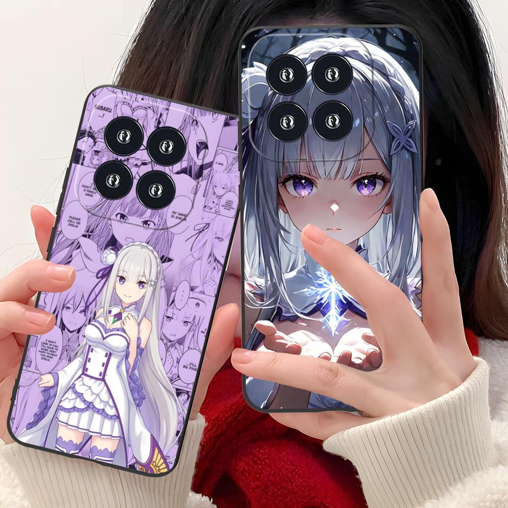 ReZero Emilia Waifu Handyhülle für Xiaomi 15 14 13 12 Mi 11 T Ultra Lite Pro S X 5G Bunter Druck Cover Hülle Hübsch