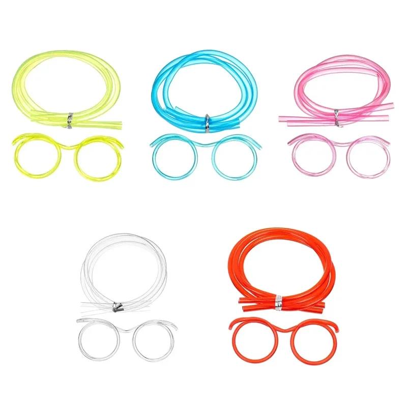 1/5KS Brčka Brýle Legrační Měkké PVC Flexibilní Pitná Trubička Novinka Zábavní Doplňky Párty Barové Potřeby Vánoční Dárek