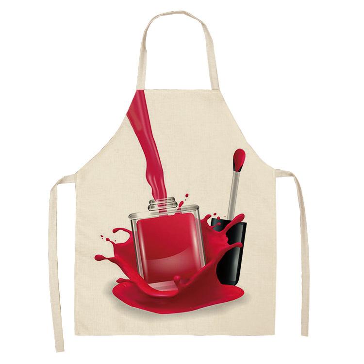 Fashion Makeup Apron Lipstick Nail Polish Print, Kitchen Cooking Bib, Multiple Sizes Available