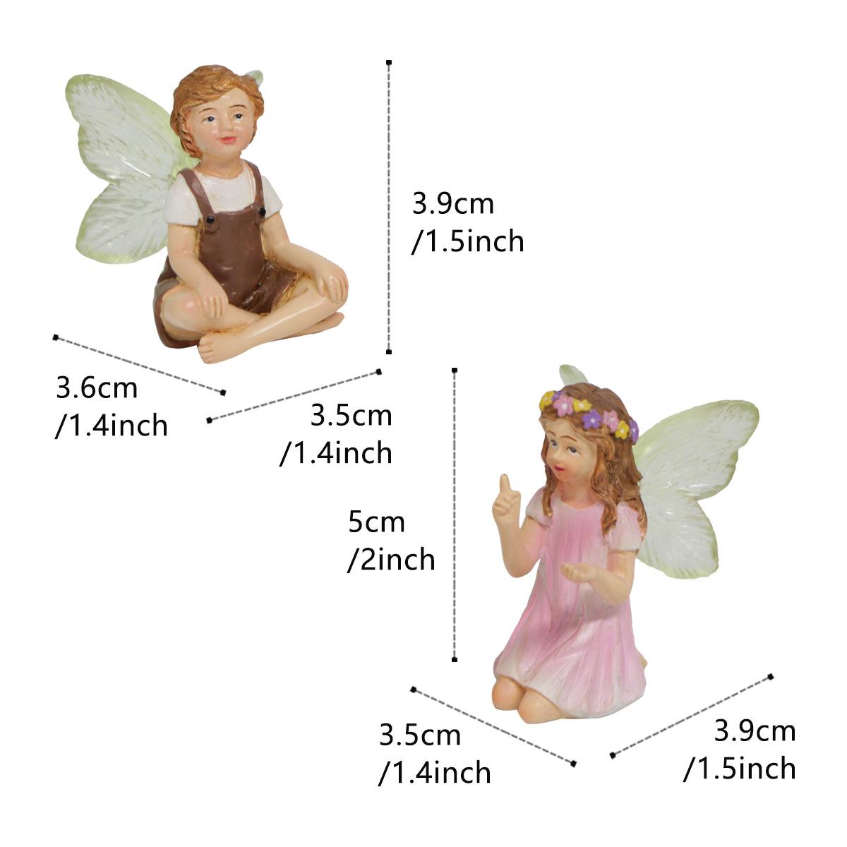 2pcs Set Creative Chat Flower Fairy Resin Ornament Creative Micro Landscape Flower Pot Decoration Ornament Fairy Garden Ornament