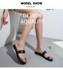 Women's Genuine Leather Large Flat Toe Post Casual Flip Flops - Non-Slip, Fashionable and Simple Design for Beach Wear
