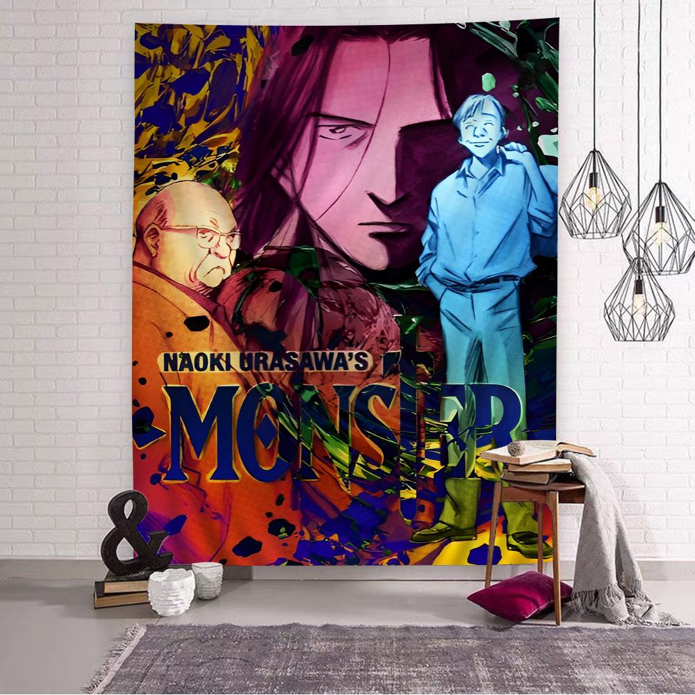 NNaoki Urasawa S Monster Anime Tapestry Art Printing Bohemian Wall Tapestries Mandala Decor Blanket