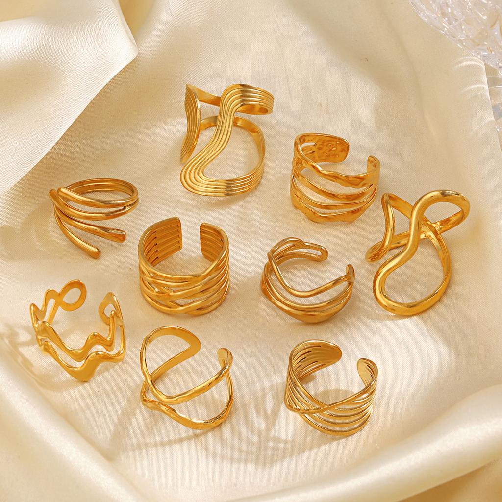 Lats Fashion Geometric Open Ring Stacked Irregular Ring For Women Party Festival Accessories