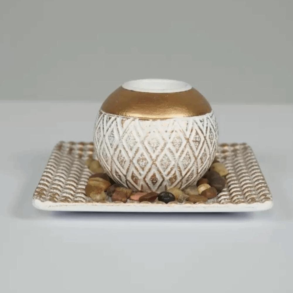 with Tray Spherical Candle Holder Round Wooden Candle Holder Indoor Decoration Style C