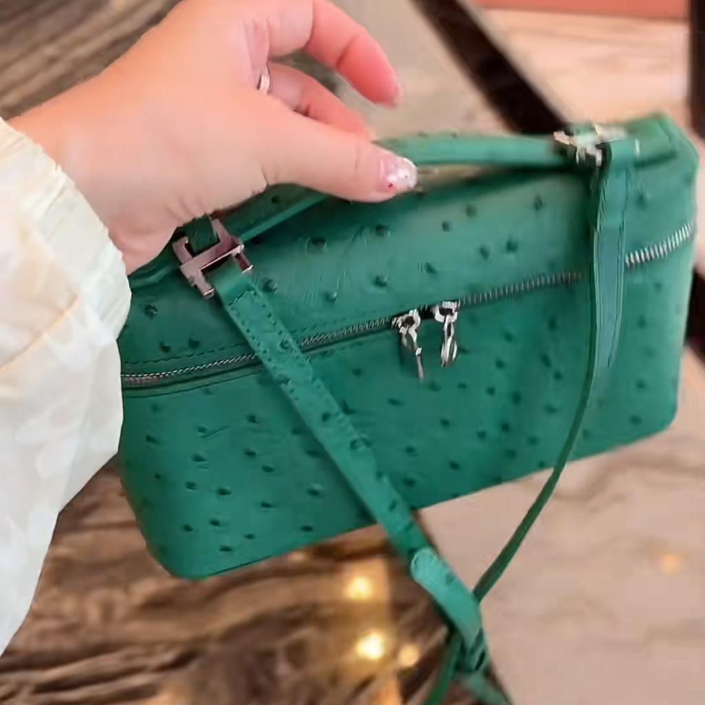Geantă Cutie Prânz din Piele la Modă Versatilă Piele de Struț Geantă de Umăr Crossbody Geantă de Mână