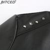 BITCED Rivet Fashion Stójka Skórzana Kurtka Jednolity Kolor Casualowa Kurtka dla Kobiet Wiosna/Jesień Odzież Wierzchnia