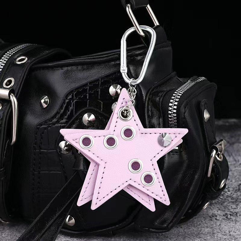 Five-Pointed Star Keychain Handmade Drilling And Puncture Colorful Creative Bag Pendant Backpack Decoration