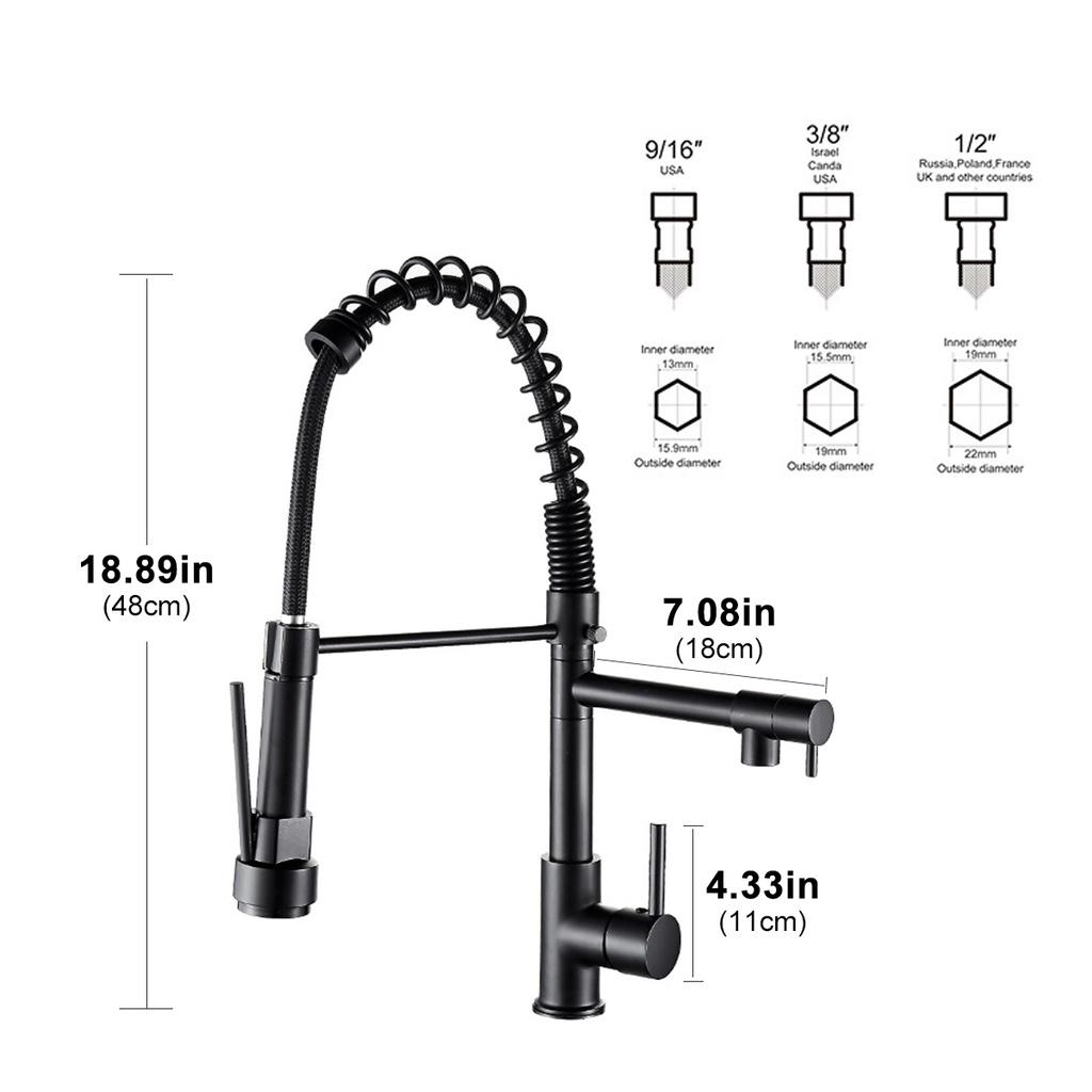 Black Chrome Brushed Nickel Flexible Kitchen Faucets Pull Out Mixer Tap Faucet Spring Style Spray Deck Mounted Kitchen Water Tap  Cold Kitchen Faucet