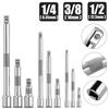 Socket Ratchet Wrench Extension Bar 1/4" 3/8" 1/2" 50/75/100/125/150/250mm Long Bar Steering Sleeve Connecting Rod Accessories
