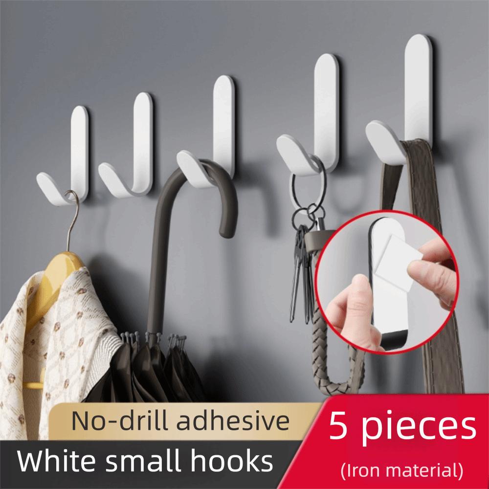 5 Pcs Strong Adhesive Wall Organizer Hook J-hook Design Waterproof Adhesive Hanging Hook Multi-purpose Storage Rack