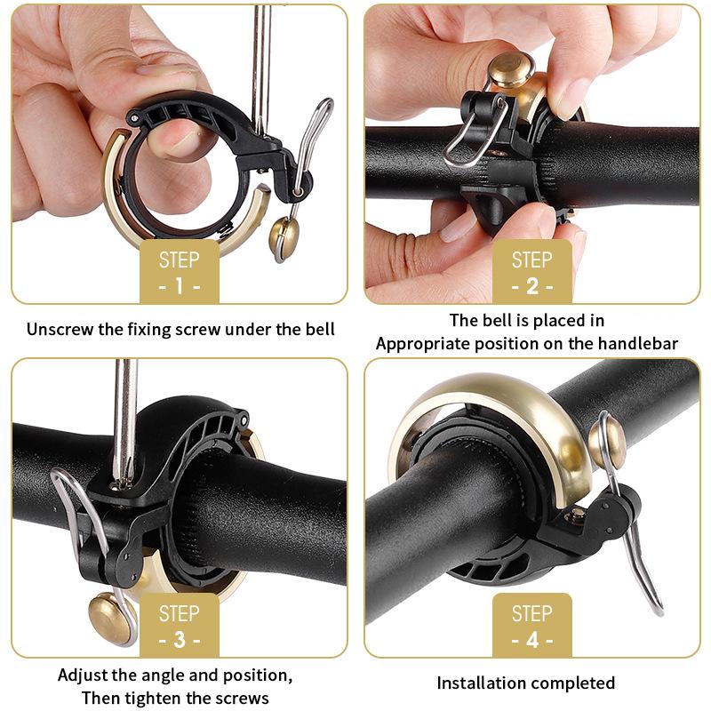 Zvon na kolo Osobnost Vintage Ostrý a Hlasitý Skládací kolo Horské kolo Zvon Retro kolo Ruce Měděný zvon