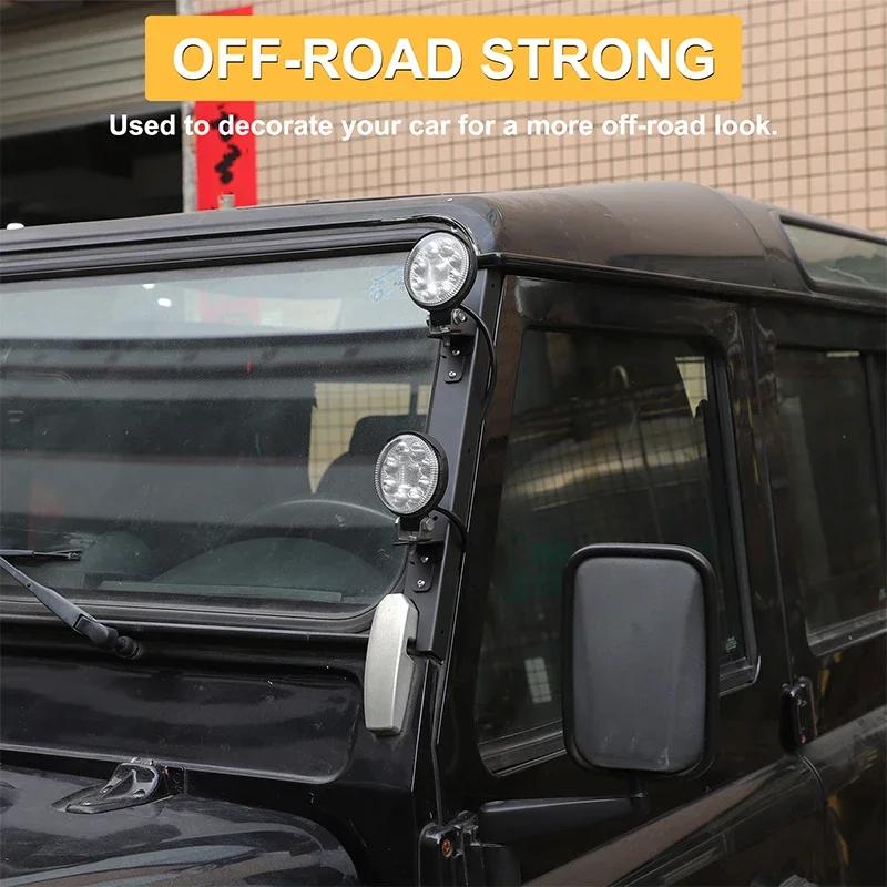 2Pcs Carbon Steel Black For Land Rover Defender 90 110 130 2004-2018 Car A-pillar Spotlight Brackets LED Work Bracket Accessorie