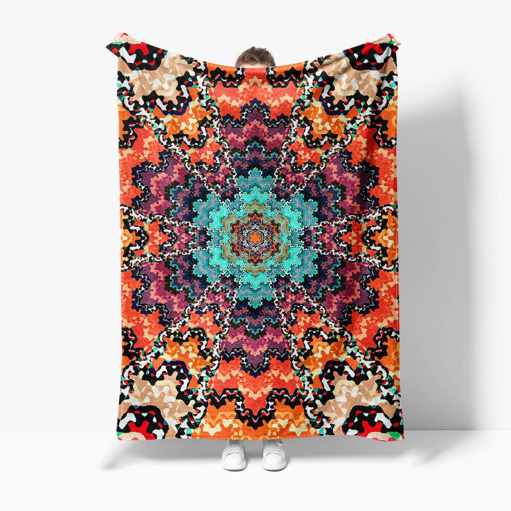Vibrant Paisley Tribal Print Blanket Colorful Geometric Bed Throw Moroccan Cushion Cover Decorative Throw Blanket 75x90cm