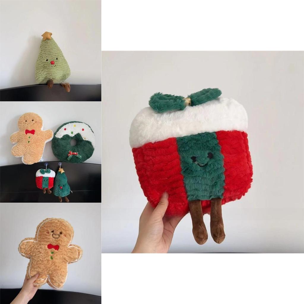 Christmas Plush Pillow With Cartoon Gingerbread Man Design For Holiday Decor And Gifts