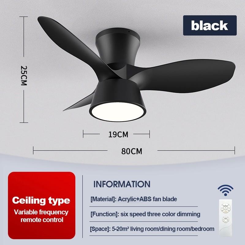 

32-дюймовый потолочный вентилятор с двигателем постоянного тока и подсветкой, 6 скоростей, регулируемый электрический потолочный вентилятор, преобразование частоты, светодиодная лампа для вентилятора 32 inch【Black】-B1
