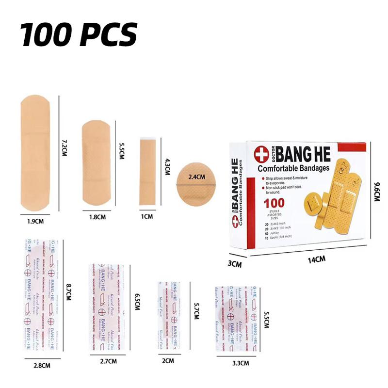 

Bandages 100Pcs Combination Band-aid PE Waterproof, Good Viscosity, Microporous and Breathable, Four Specifications of Special-shaped Band-aid 100pcs