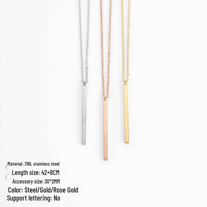 EManco Mode Européenne et Américaine Plaqué Or Acier Inoxydable Géométrique Rectangulaire Pendentif Collier