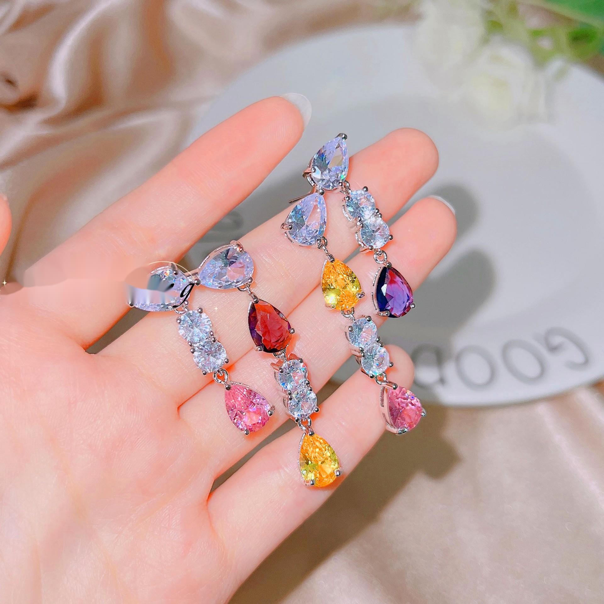 

BELLA BOX Легкие роскошные цветные серьги-капли из циркона с кисточками, подходящие для повседневной женской вечеринки, модные украшения