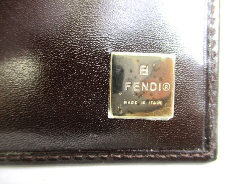 Authentic FENDI Zucca Dark Brown Canvas Leather Bifold Wallet Compact Wallet #9778  Refurbished