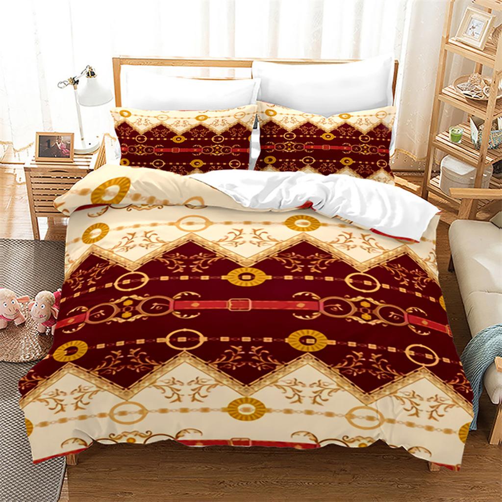 Luxury Gold Floral Duvet Cover Bohemian Leaves Microfiber Exotic Geometric King Queen for Children Adult for Bedroom Decoration