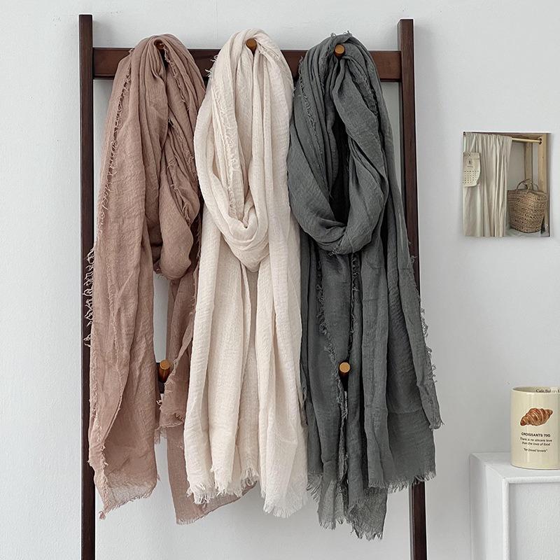 Autumn and winter scarf women's new versatile long solid color high-end scarf warm scarf shawl silk scarf
