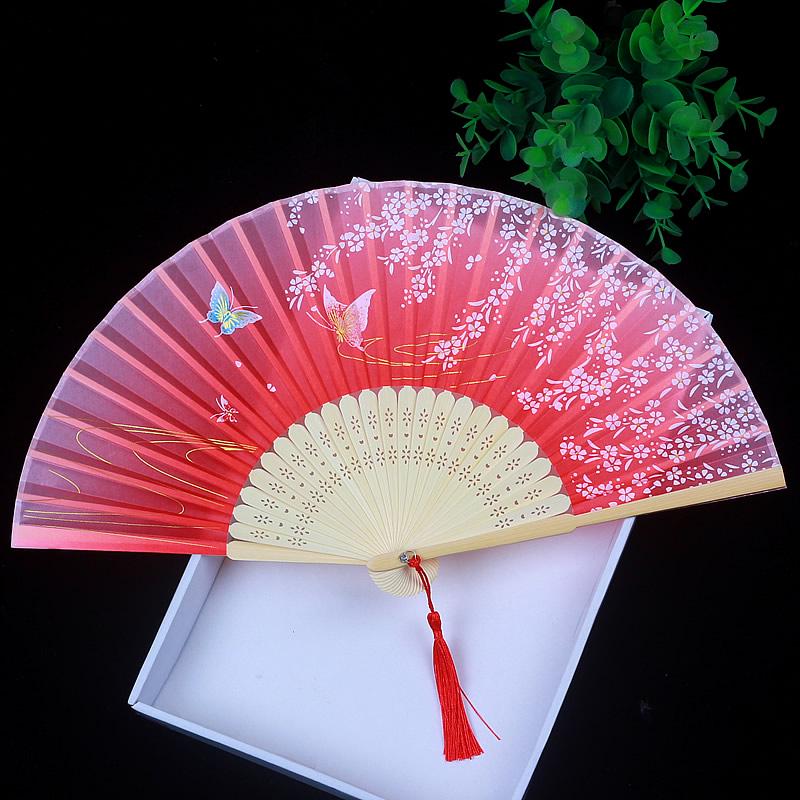 Children's Portable Pink & Blue Folding Dance Fan for Hanfu & Cheongsam