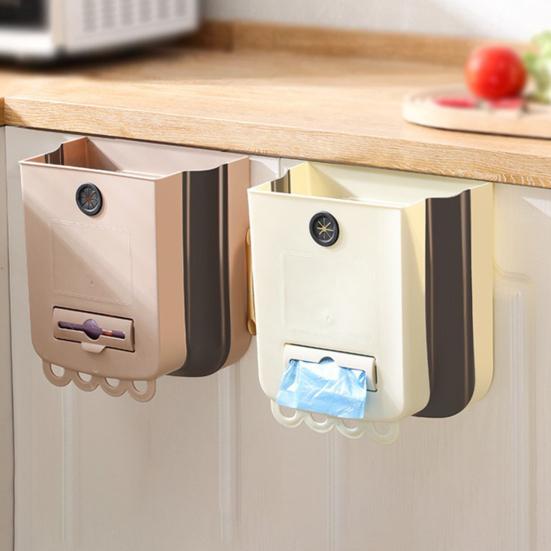 Foldable Trash Can Hanging Garbage Can Large Capacity Waterproof Oil-Resistant Easy to Install Cabinet Door Trash Can Waste Bin
