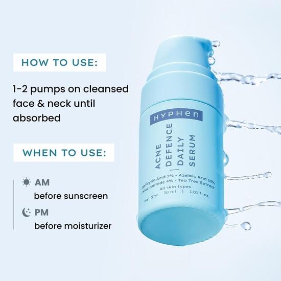 Hyphen Anti-Akne 10% Azelainsäure 2% Salicylsäure Gesichtsserum | 4% Niacinamid - Reduziert Aknemale, Bekämpft Pickel - 30ml