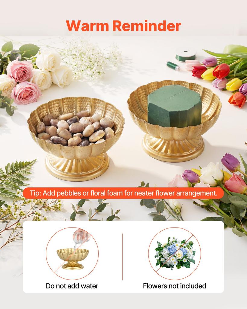 VEVOR 10 PCS Wedding Flower Vase, 12 Cm Tall Mini Flower Table Centerpieces, Small Floral Bowl Decorative Easy Installation