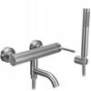 Brushed Nickel Wall-Mounted Bathtub Faucet with Shower, Grooved Argon