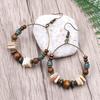 1 Pair Shell Exaggerated Retro Earrings Alloy Wood Beads Round Boho Earrings Fashion Jewelry