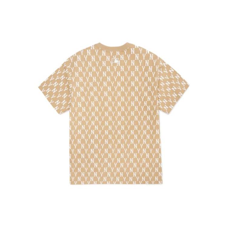 New MLB Base Logo T Shirts Unisex Beige 3ATSM1023-50BGD