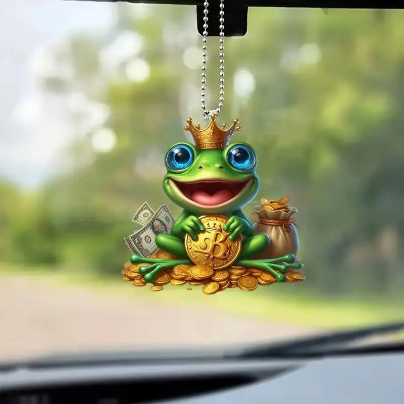 Eyecatching Cartoon Acrylic Frog Car Charm Excellent For Unique Accessories Vehicle