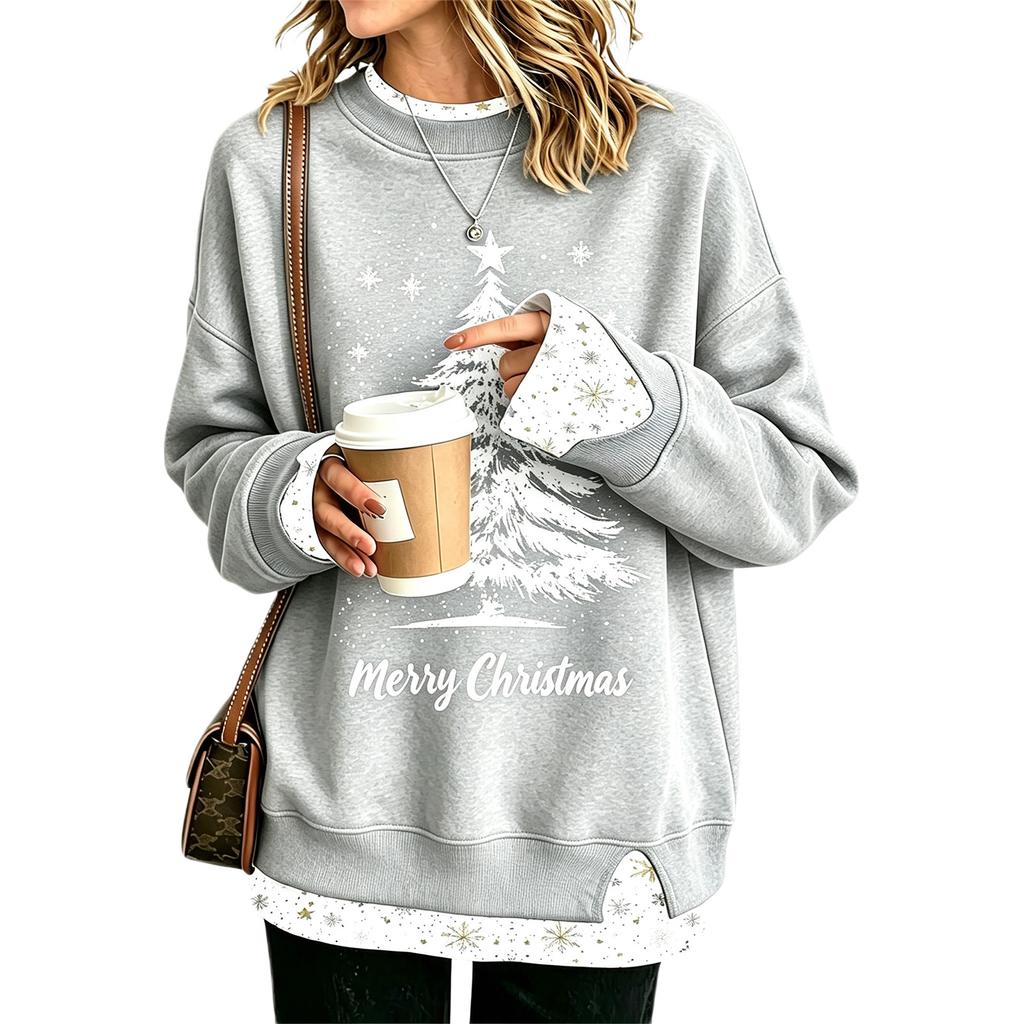 Women's Casual Printed Long Sleeve Sweatshirt Loose Fit Pullover Top