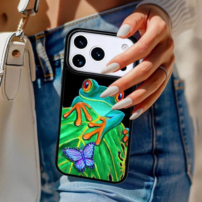 Hippie Mushroom Frog shrooms Phone Case For iPhone 17 Air 14 15 13 12 Max Cover For Apple 14 15 16 16e 11 Pro Max Plus