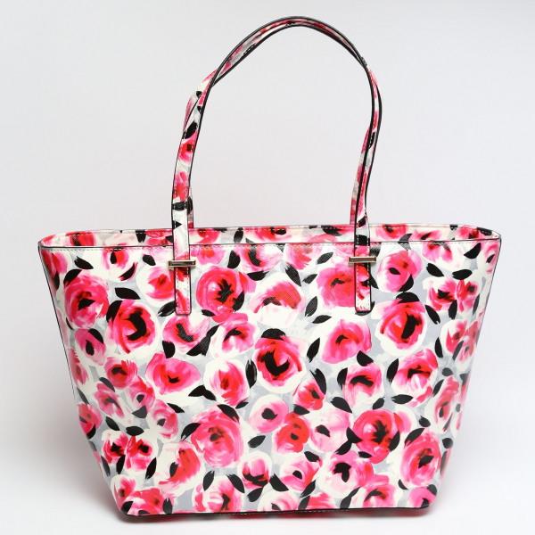 Kate Spade Floral Shoulder Tote Bag PVC Red Women Used