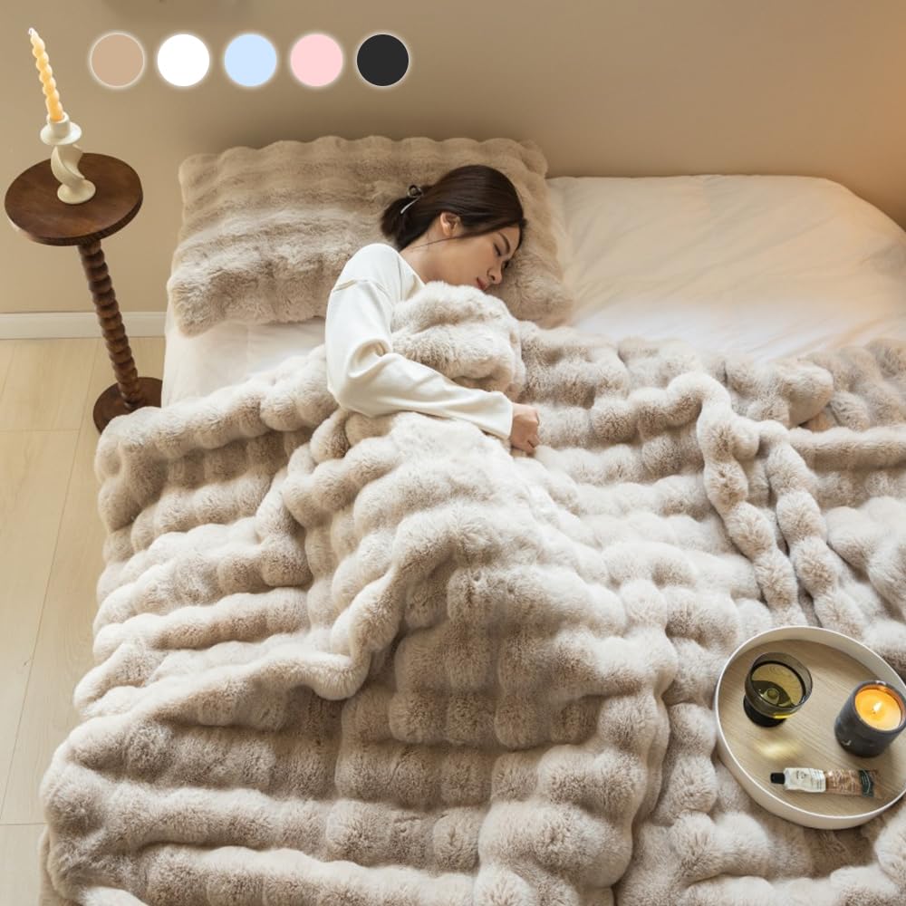 VERILADY Fluffy Soft to the Winter Blanket Blanket, Touch, Fluffy, Warm, Washable, Stylish, Anti-Static, Thick, (130x160cm, Brown)