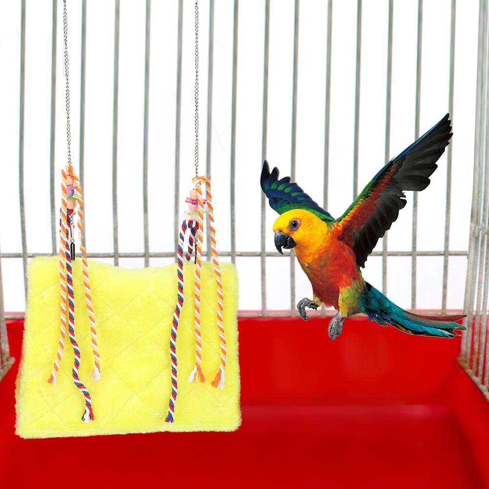 

Pet Bird Plush Nest Swing Comfortable Hanging Bed Hammock Play Toy for Parrot YellowS S 8.9 X 1.5in