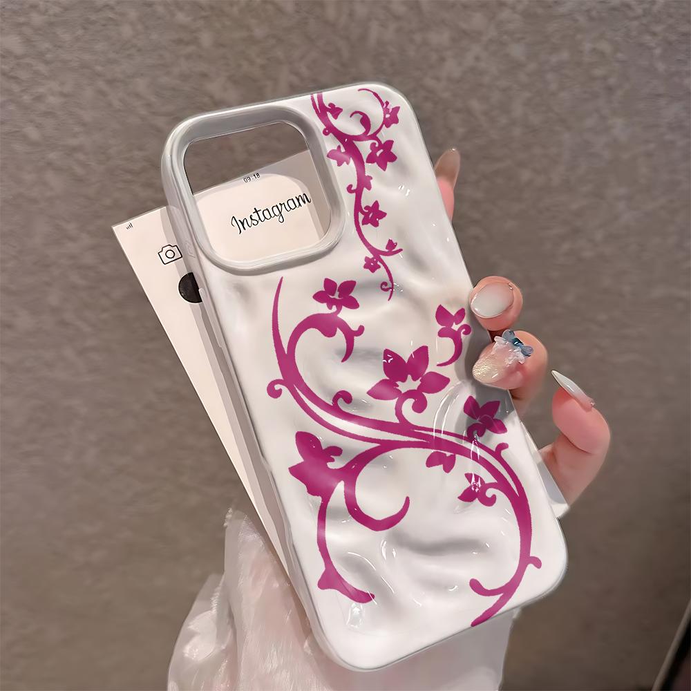 Розовато-лиловая Цветок-лиана Звездное небо Силиконовый чехол Для Iphone 11 15 12 14 13 17 Plus 16 Pro Max Мечтательная Эстетика Задняя крышка iphone 17 белый