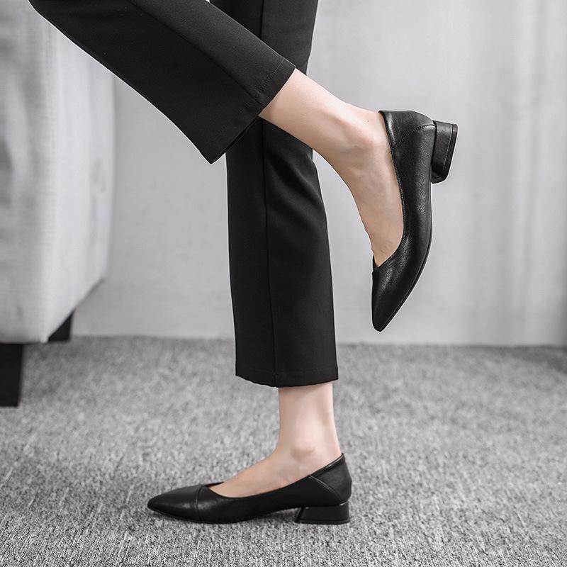 Black Work Shoes Female Flight Attendant Career Job Interview Student Civil Servant Flight Attendant Hotel Commuter Low Heel 3cm Single