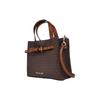 Michael Kors MK Emilia Commuter Logo Color Block Zipper Coated Canvas Shoulder Crossbody Tote Bag Small Women Bags Acorn-Brown 35H0GU5S1B-BROWN