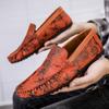 Nowe buty męskie skórzane buty codzienne modny nadruk w kwiaty buty do jazdy młodzieżowe wsuwane mokasyny duży rozmiar