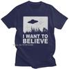 Stylish Male The X Files I Want To Believe T-shirt Men O-Neck Cotton T Shirt Alien UFO Area 51 Tshirt Animal Harajuku Streetwear Alien Sci-Fi Top