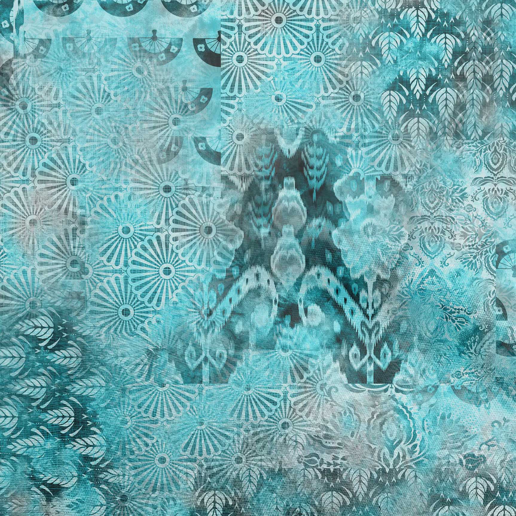 

oneOone Cotton Flex Green Fabric Abstracts Матеріал сукні Тканина з принтом Тканина у дворі 40 дюймів 42 Inch Wide - Viscose Chiffon бірюзові зелений колір