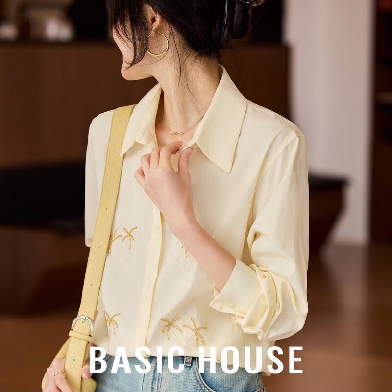 Basic House Women s French Retro Embroidered Shirt L