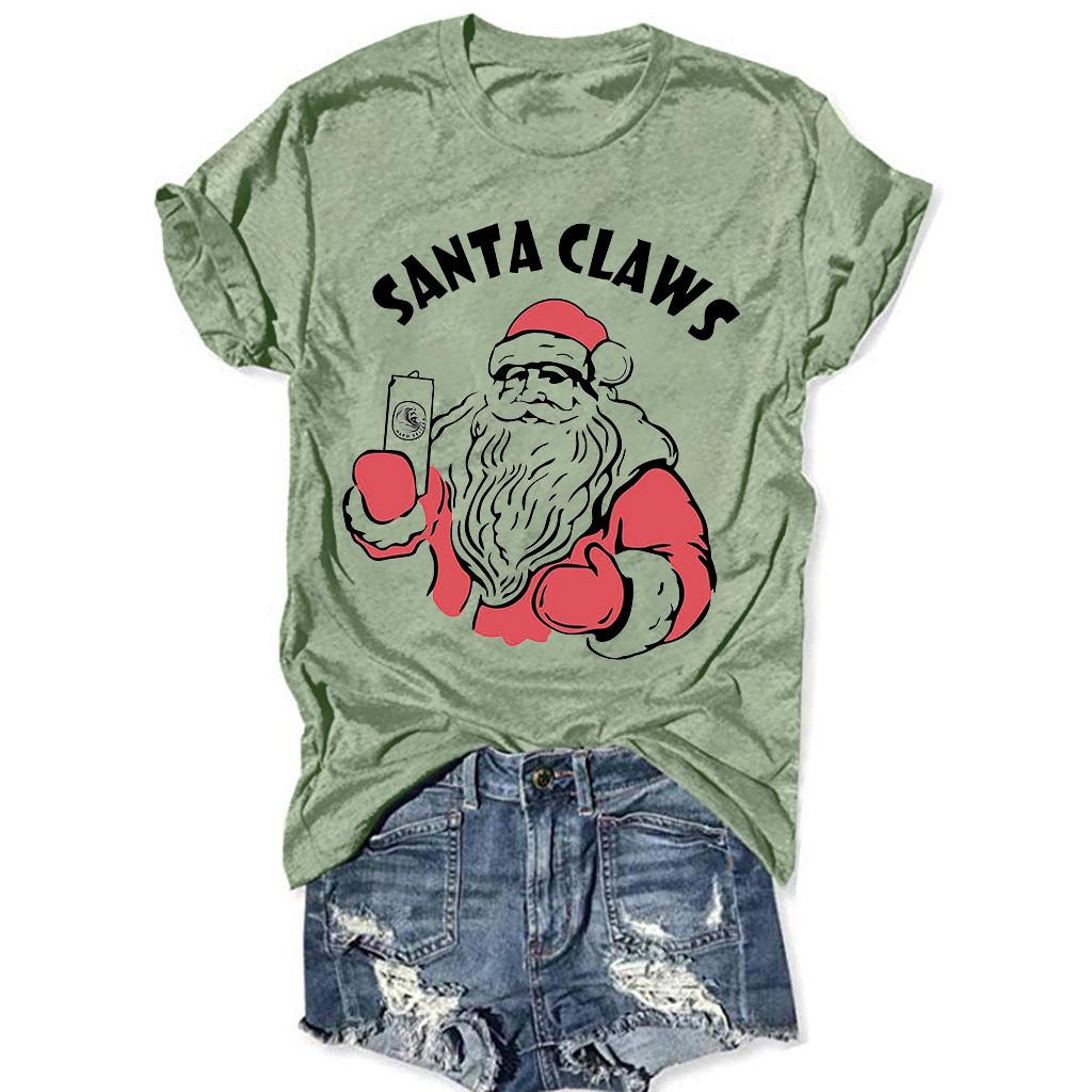 Christmas tops Women Santa Letter Print Short Sleeve T-Shirt Tunic Blouse  Tops купить недорого — выгодные цены, бесплатная доставка, реальные отзывы  с фото — Joom