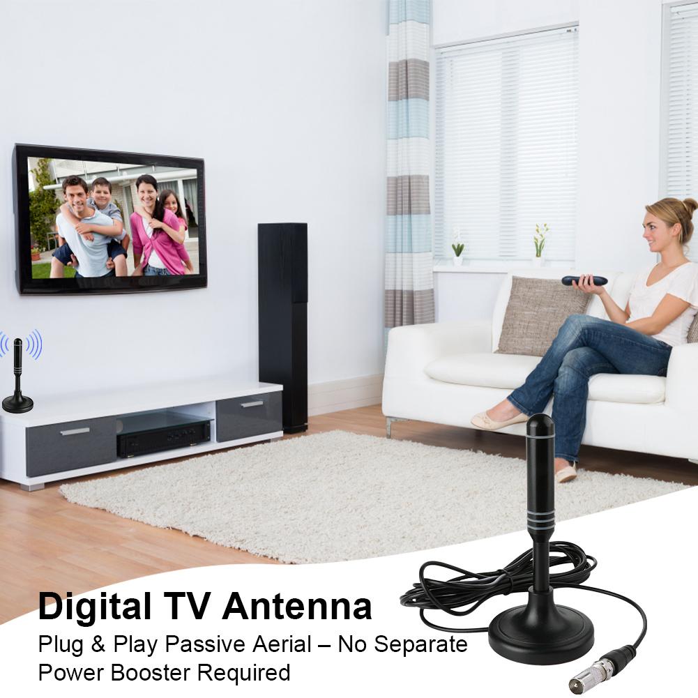 HDTV Antenna 300cm Coax Cable Digital Receiving Antenna DVB-T DVB-T2 DAB Indoor Outdoor Digital HD Freeview Aerial Plug and Play