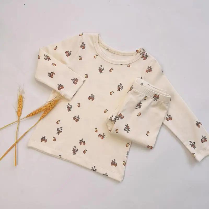 Children's Pure Cotton Sleep Set-Cartoon Floral Boys Girls Pajamas Soft Kids Lounge Wear Suit Comfortable Sleepwear Size 80-120