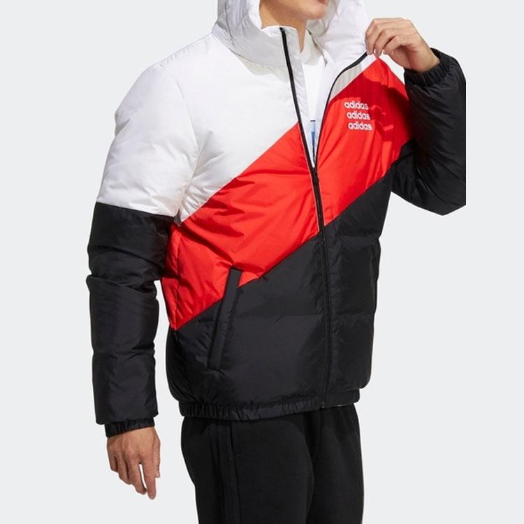 Adidas Neo Contrast Panel Warm Down Jacket With Hood Men Outerwear White Colorblock H45268