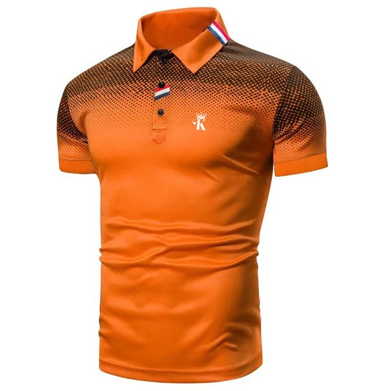 

Мужская повседневная рубашка поло с короткими рукавами и пуговицами, с принтом оранжевой сетки, спортивный стиль для гольфа, тенниса, офиса, лета 3XL оранжевый